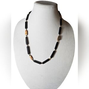 Vintage black and carved Chunky beaded necklace.